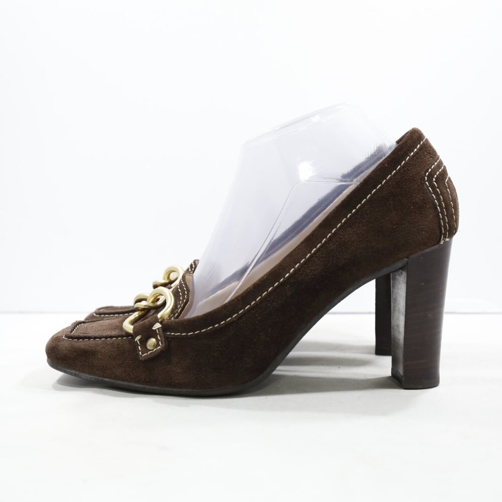 Coach Brown Heels with Gold Accents